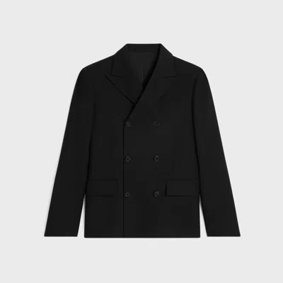 Celine Double-breasted Wool Blazer In Black