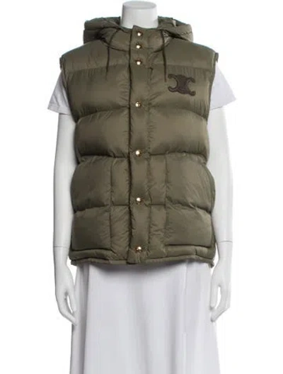 Pre-owned Celine Down Jacket In Green