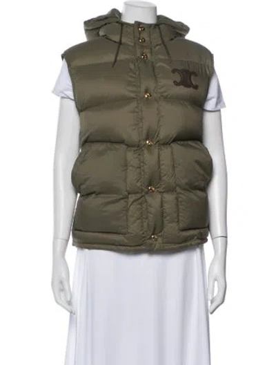 Pre-owned Celine Down Jacket In Green