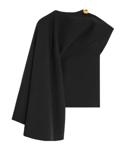 Celine Draped Top In Wool Silk In Black