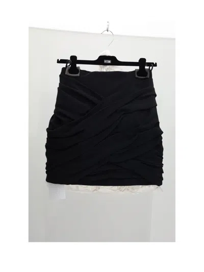 Celine Draped Viscose Skirt In Black