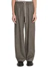 Celine Drawstring Straight Leg Trousers In Ivoire/marron