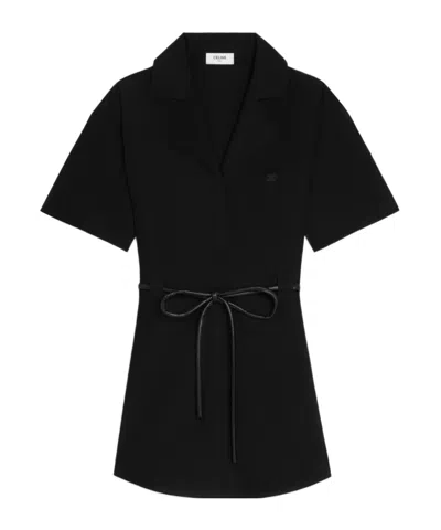 Celine Dress In Cotton And Silk Twill In Black