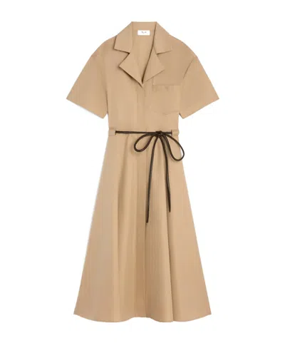 Celine Dress In Cotton And Silk Twill In Neutral