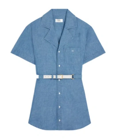 Celine Dress In Cotton Denim In Blue