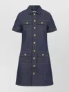 Celine Dress Short Sleeve Front Pockets In Blue