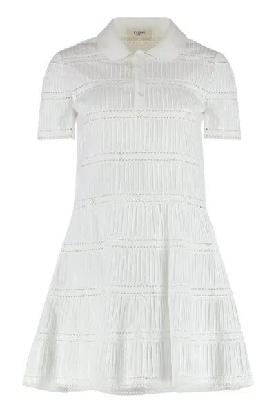 Celine Dress With Embroidered Trimmings In Cotton Batiste In White