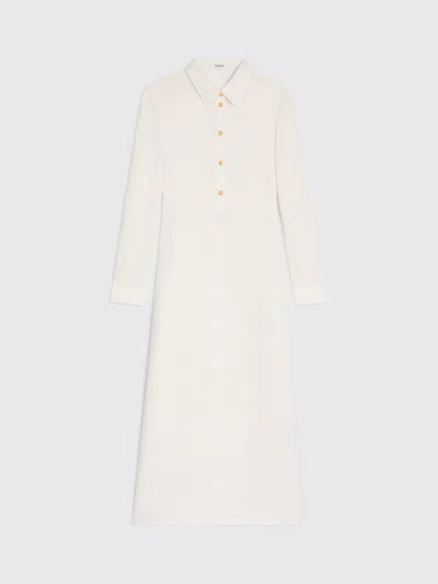 Celine Midi Polo Dress In Crochet Cotton In White