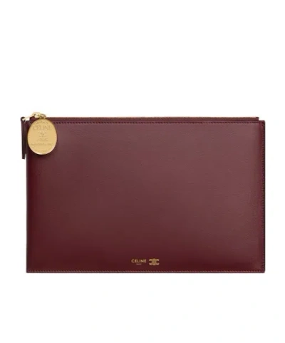 Celine Duo Pouch In Lambskin In White