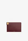 Celine Duo Two-tone Leather Pouch In Burgundy
