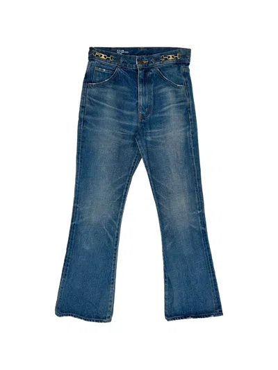 Pre-owned Celine Dylan Triomphe Chain Flared Jeans In Blue