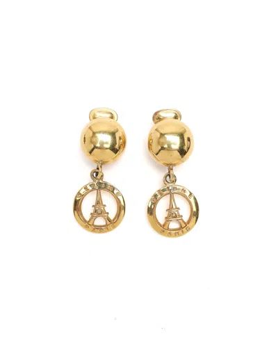 Celine Céline Eiffel Tower Dangling Clip-on Earrings In Pattern