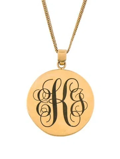Pre-owned Celine "ekj" Large Disc Pendant Necklace, 30" In Multi