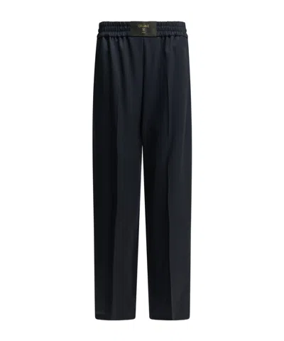 Celine Elastic Waist Casual Pants In Blue