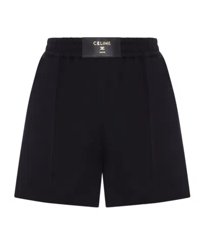 Celine Elastic Waist Shorts In Black