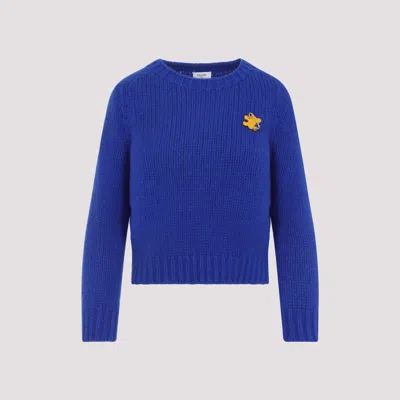 Celine Elegant Cashmere Blend V-neck Sweater For Women In Blue