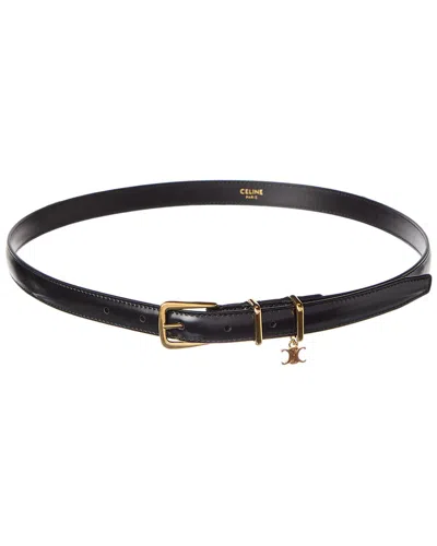 Celine Elegant Charm Leather Belt In Black