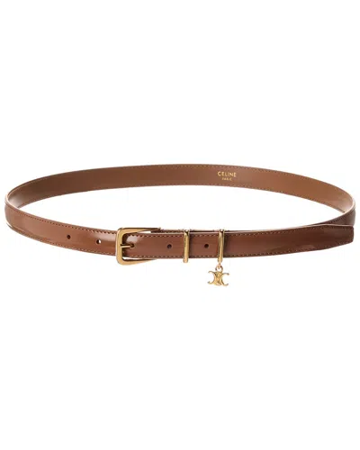 Celine Elegant Charm Leather Belt In Brown