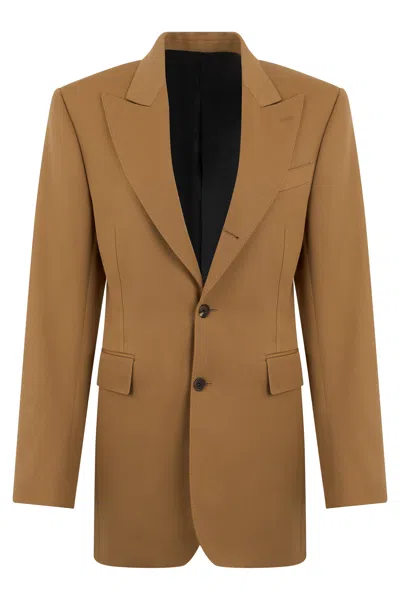 Celine Elegant Double-breasted Wool Jacket In Brown