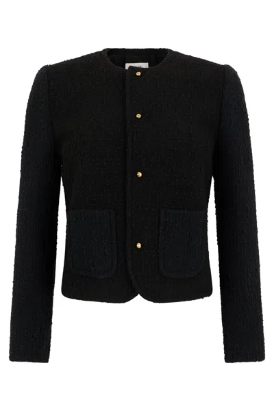 Celine Elegant Fitted Jacket In Virgin Wool In Black
