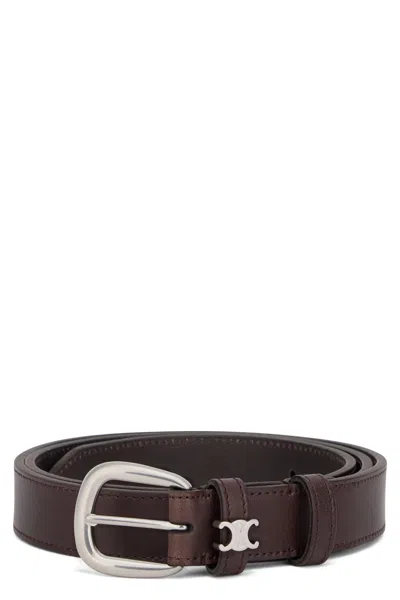 Celine Elegant Leather Belt - 2.5cm Width In Brown
