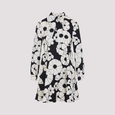 Celine Elegant Stand-up Collar Mini Dress With Flared Skirt In Black