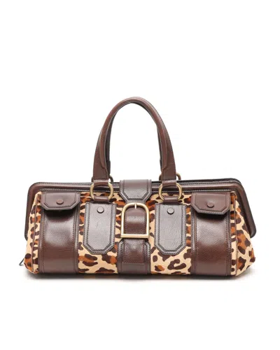 Celine Céline Ella Leopard Ponyhair Hobo Bag In Brown