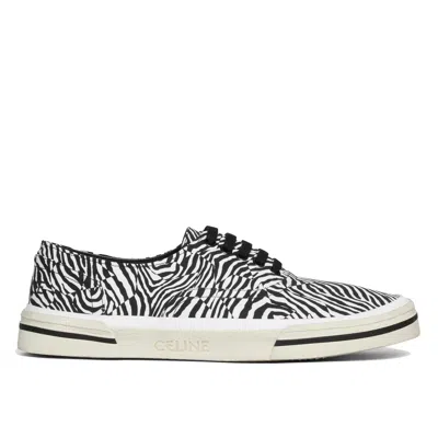 Celine Black Canvas Low Top Sneakers In Multi