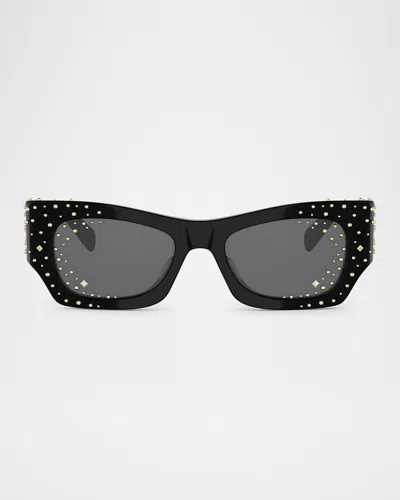 Celine Embellished Acetate Cat-eye Sunglasses In Black