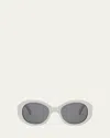 Celine Embellished Acetate Round Sunglasses In Ivory