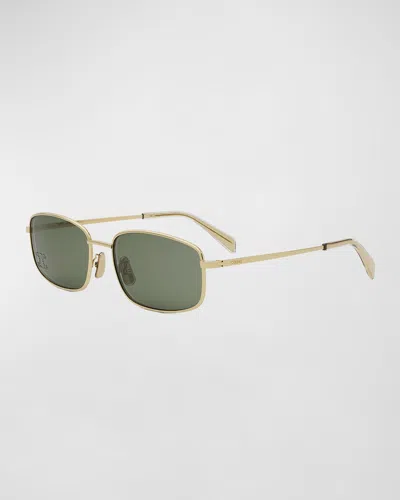 Celine Embellished Triomphe Metal Rectangle Sunglasses In Green