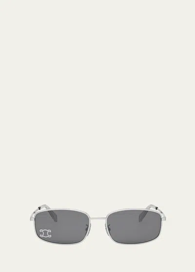 Celine Embellished Triomphe Metal Rectangle Sunglasses In Spall/smk