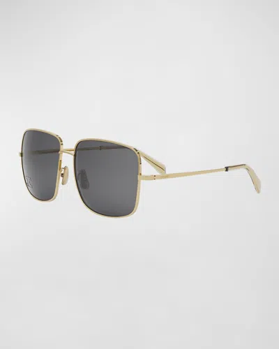 Celine Embellished Triomphe Metal Square Sunglasses In Gold
