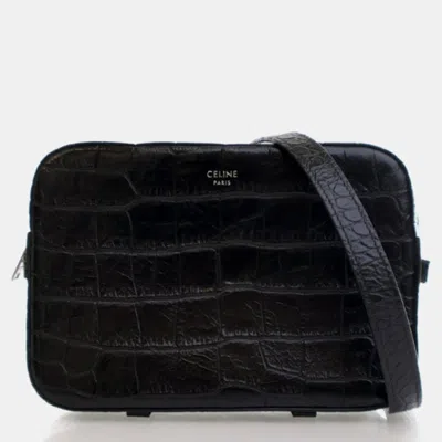 Pre-owned Celine Embossed Horizontal Phone Pouch In Black