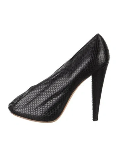 Pre-owned Celine Embossed Leather Animal Print Pumps In Black