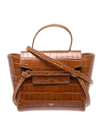 Pre-owned Celine Embossed Leather Belt Bag Nano In Brown