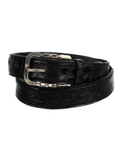 Pre-owned Celine Embossed Leather Belt In Black