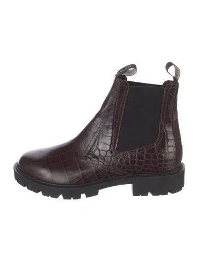 Pre-owned Celine Embossed Leather Chelsea Boots In Brown