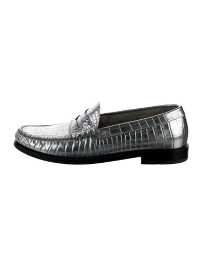 Pre-owned Celine Embossed Leather Dress Loafers