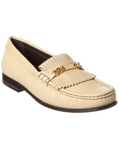 Celine Embossed Leather Loafer In Beige