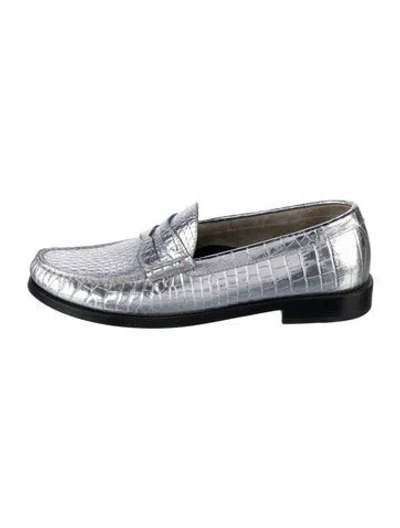 Pre-owned Celine Embossed Leather Loafers