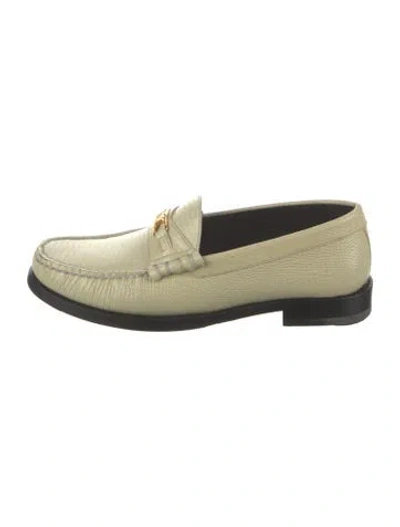 Pre-owned Celine Embossed Leather Loafers In Yellow