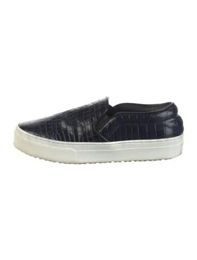 Pre-owned Celine Embossed Leather Sneakers In Blue