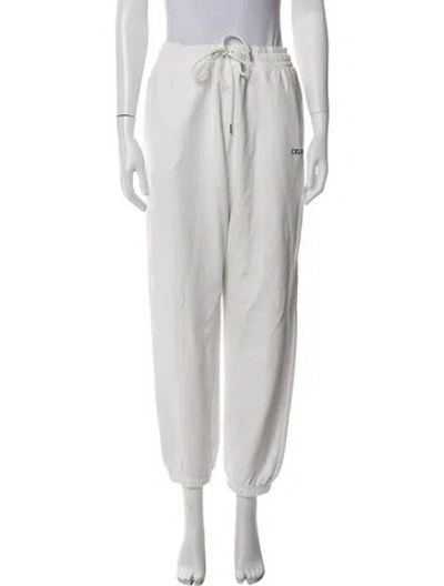 Pre-owned Celine Embroidered Accent Sweatpants In White
