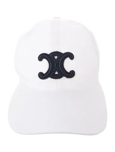 Pre-owned Celine Embroidered Baseball Hat In White