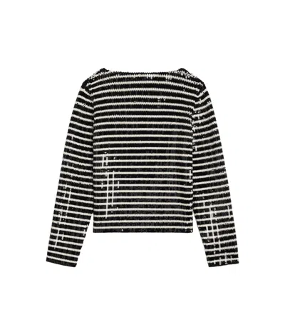 Celine Embroidered Boat Neck Marinière Sweater In Wool In Multi