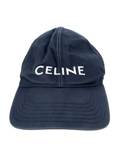 Pre-owned Celine Embroidered Cap In Blue
