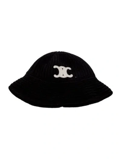 Pre-owned Celine Embroidered Cashmere Hat W/ Tags In Black