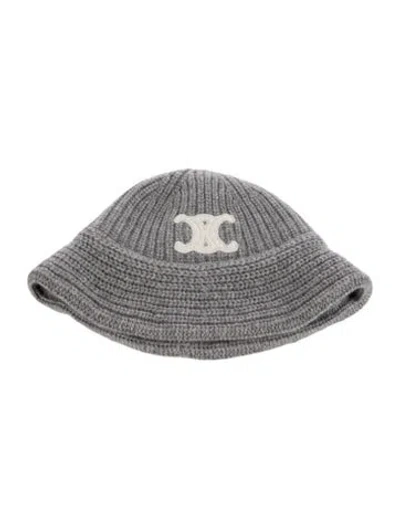 Pre-owned Celine Embroidered Cashmere Hat W/ Tags In Grey