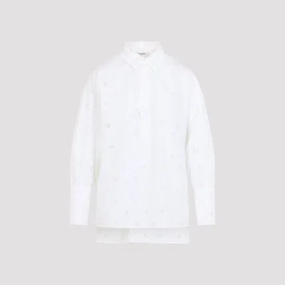 Celine Embroidered Cotton Button-up Shirt In White